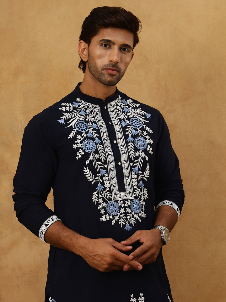Men Japanese Fabric Embroidered Kurta