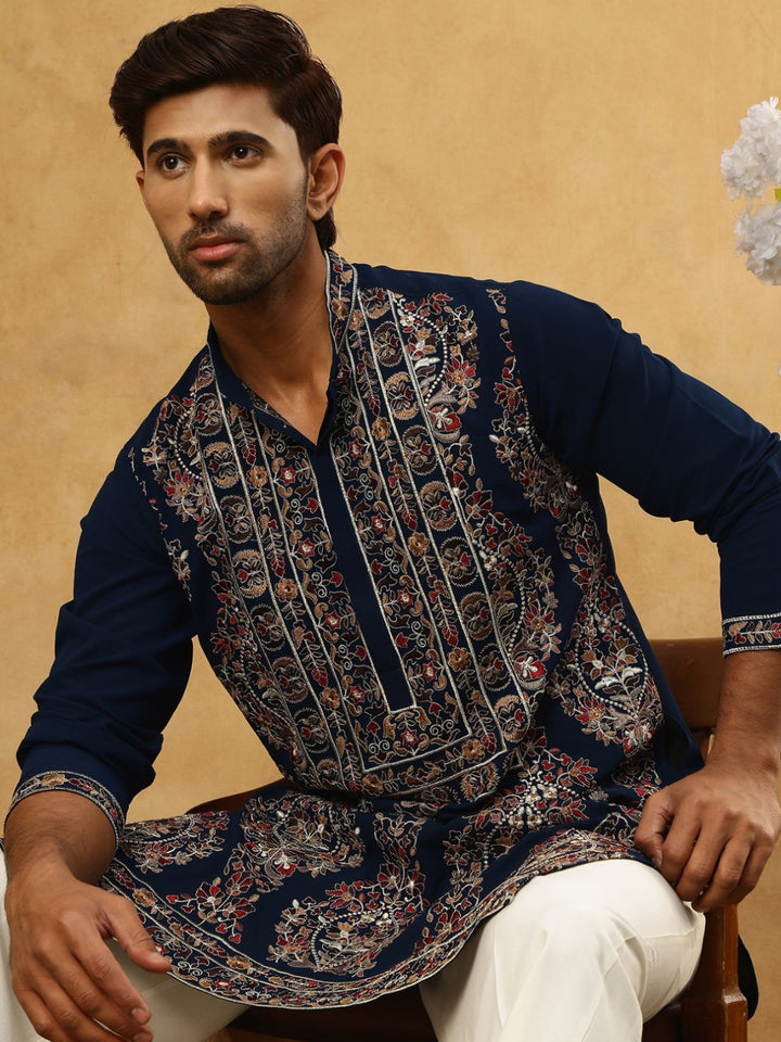 Embroidered Silk Blend Kurta