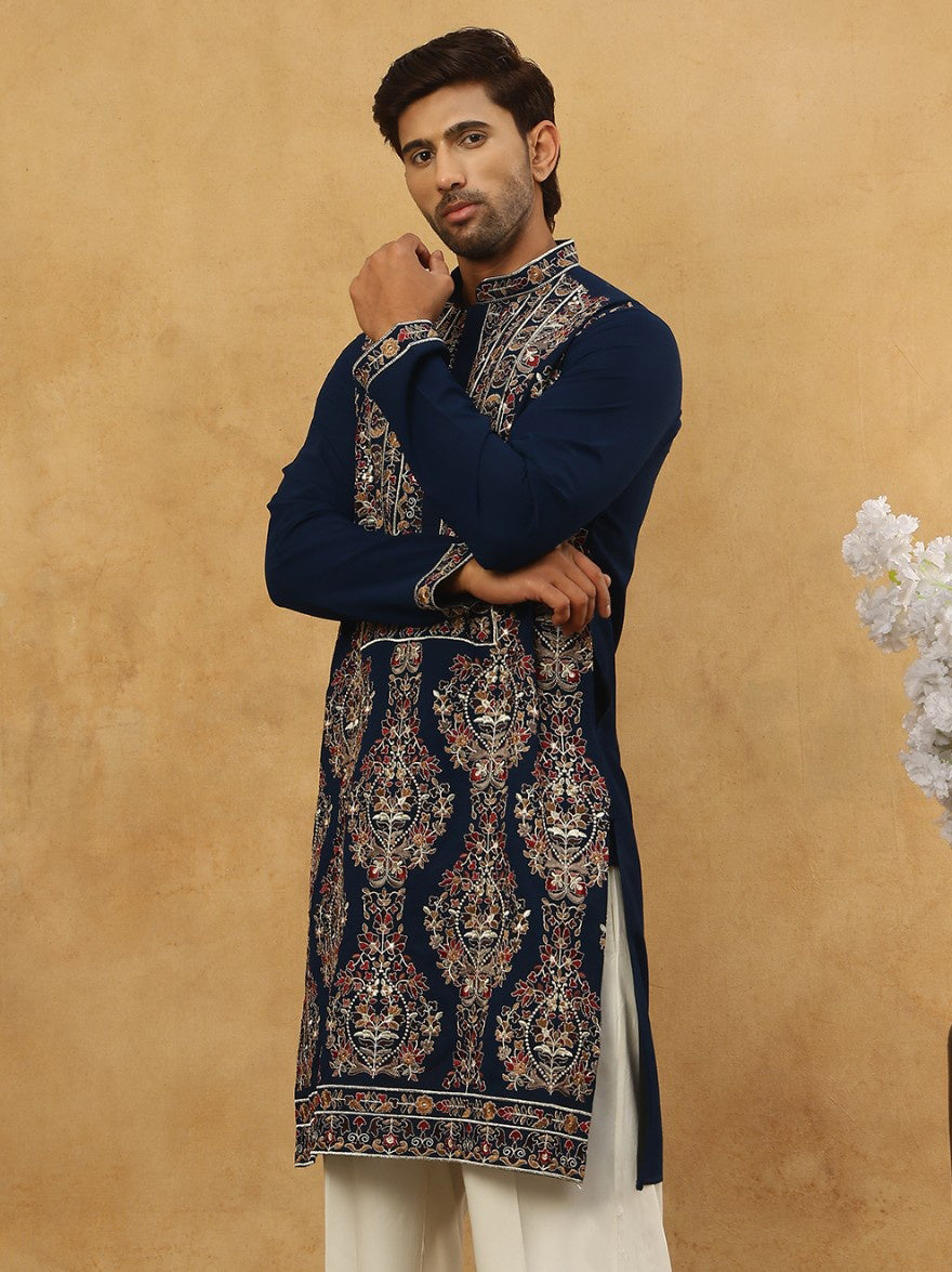 Embroidered Silk Blend Kurta