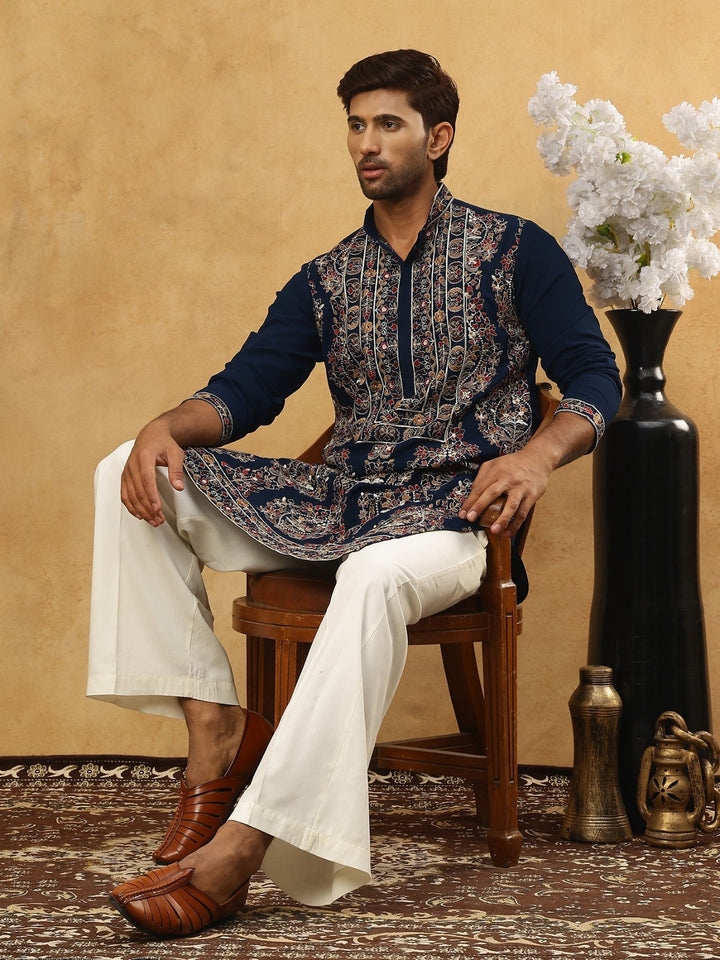 Embroidered Silk Blend Kurta