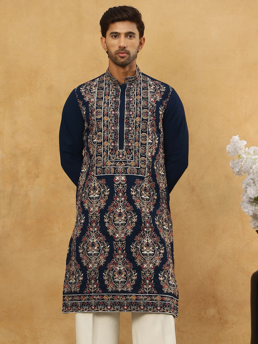 Embroidered Silk Blend Kurta
