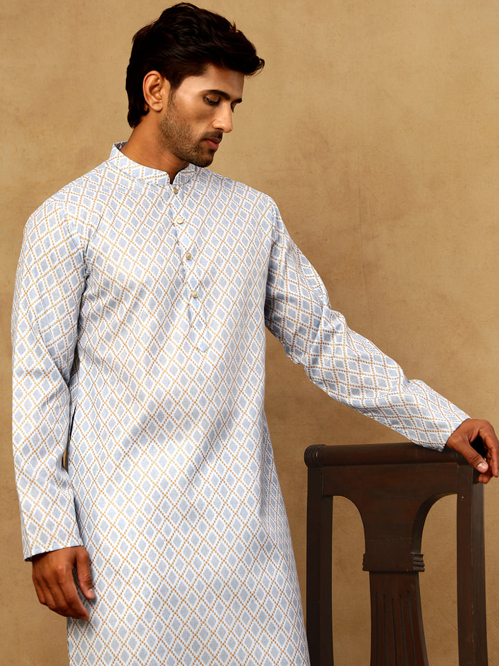 Foil Printed Cotton Blend Kurta