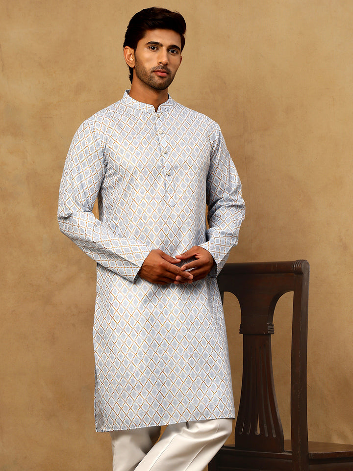 Foil Printed Cotton Blend Kurta