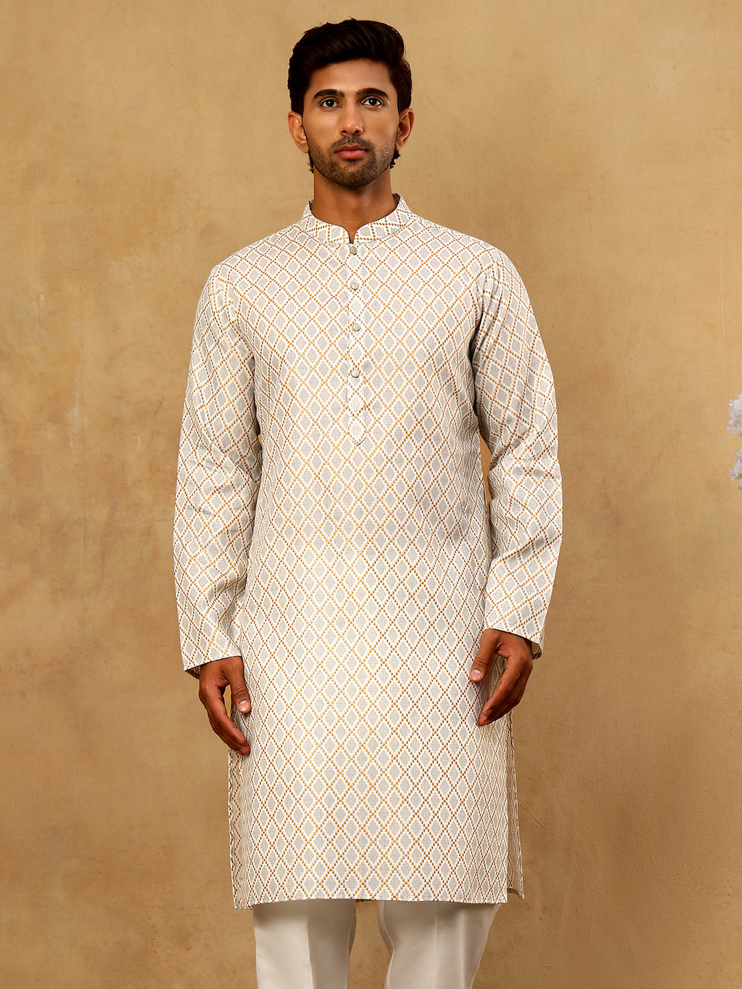Foil Printed Cotton Blend Kurta