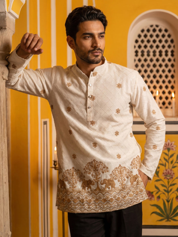 Premium Printed &amp; Thread Work Kurta