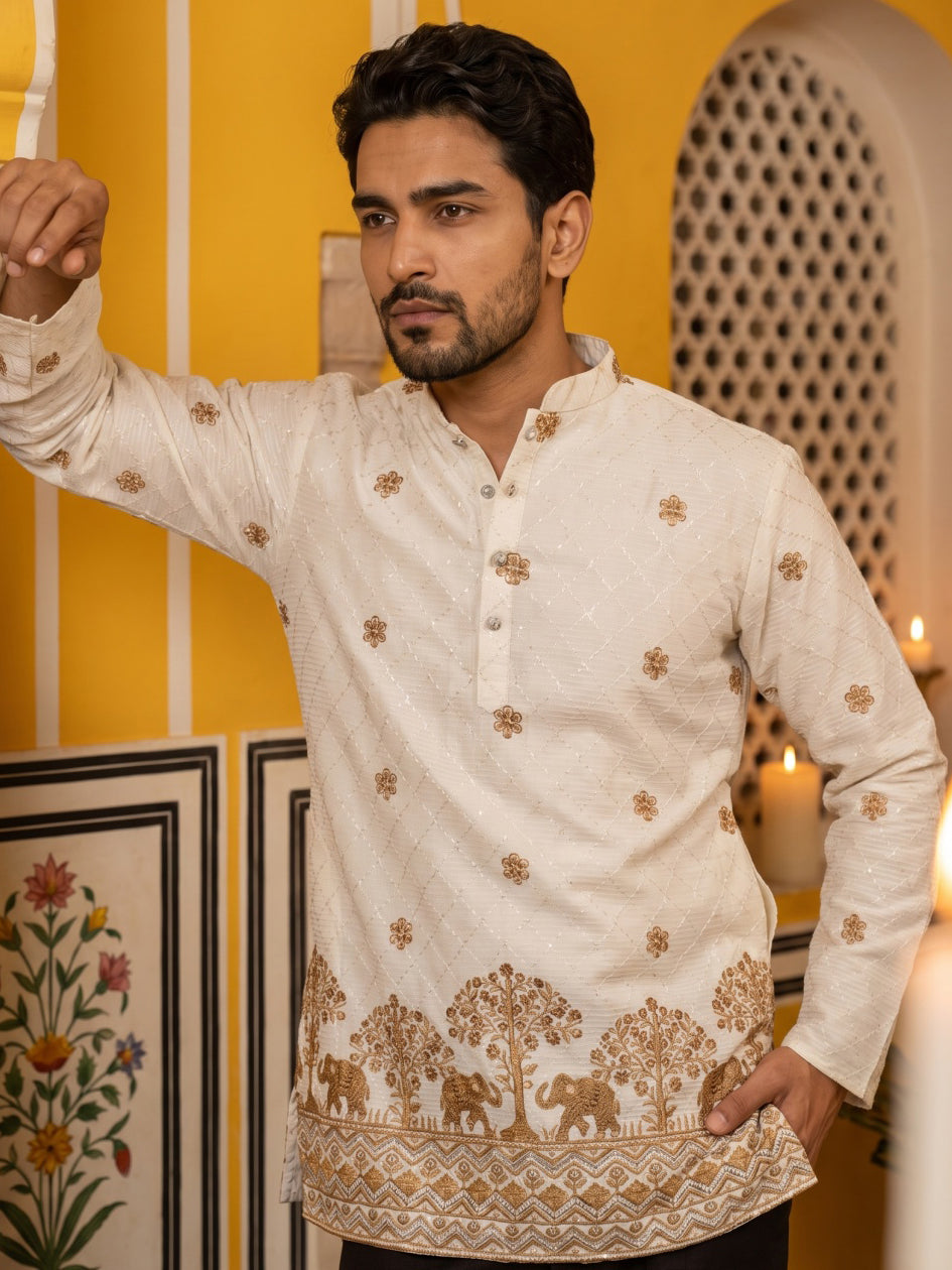 Premium Printed &amp; Thread Work Kurta