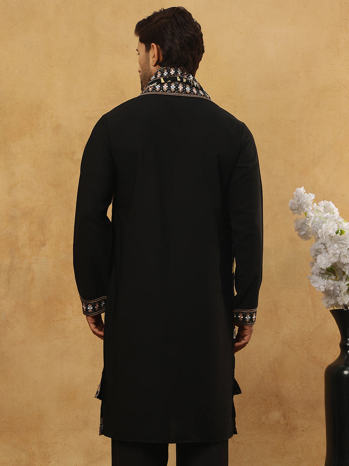 Embroidered Cotton Blend Kurta &amp; Dupatta Set