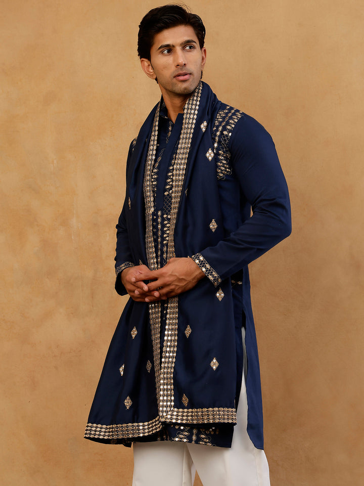 Cotton Blend Embroidered Kurta &amp; Dupatta