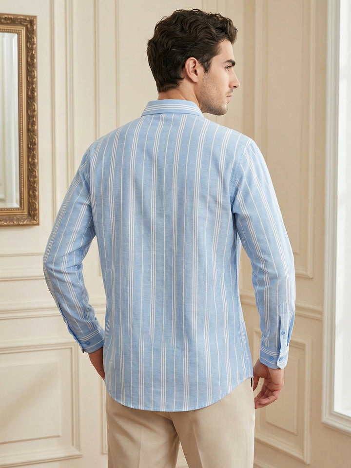 Stripe Pattern Cotton Blend Ethnic Kurta