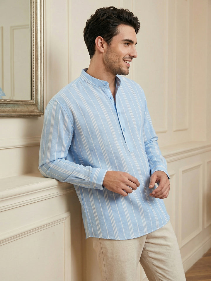 Stripe Pattern Cotton Blend Ethnic Kurta