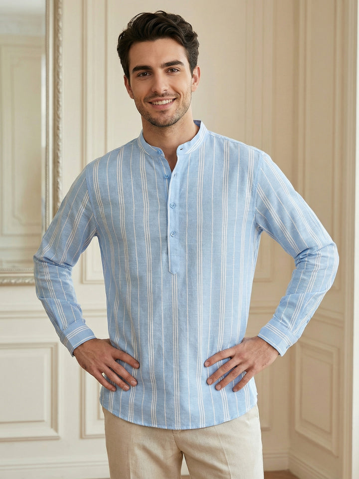 Stripe Pattern Cotton Blend Ethnic Kurta