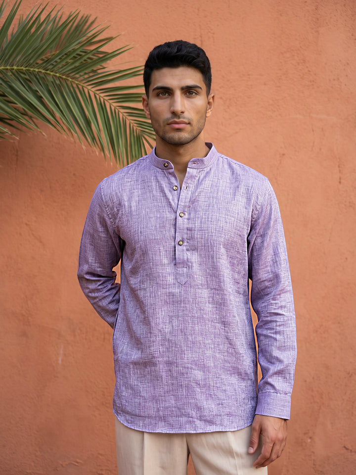 Linen Blend Solid Short Kurta