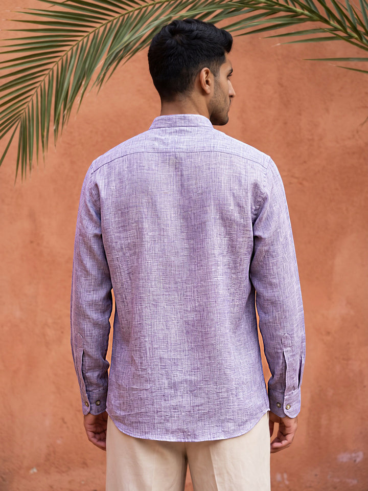 Linen Blend Solid Short Kurta