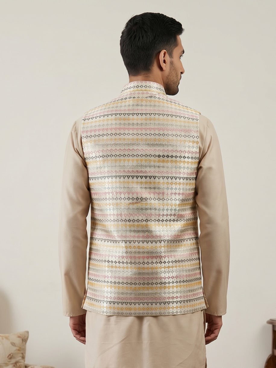 Cotton Blend Traditional Woven Nehru Jacket