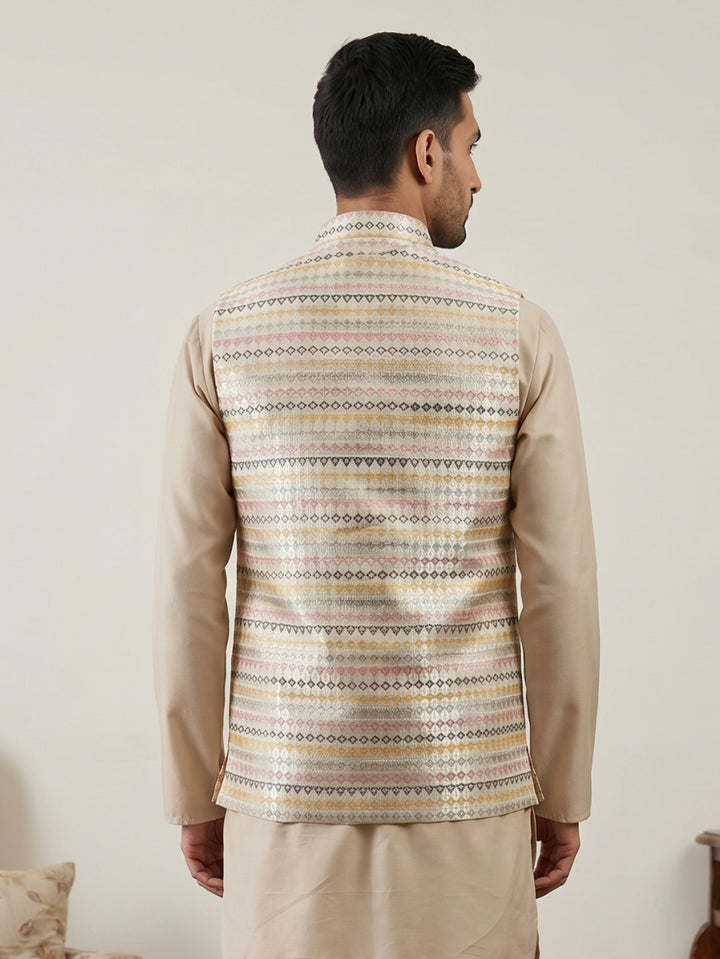 Cotton Blend Traditional Woven Nehru Jacket