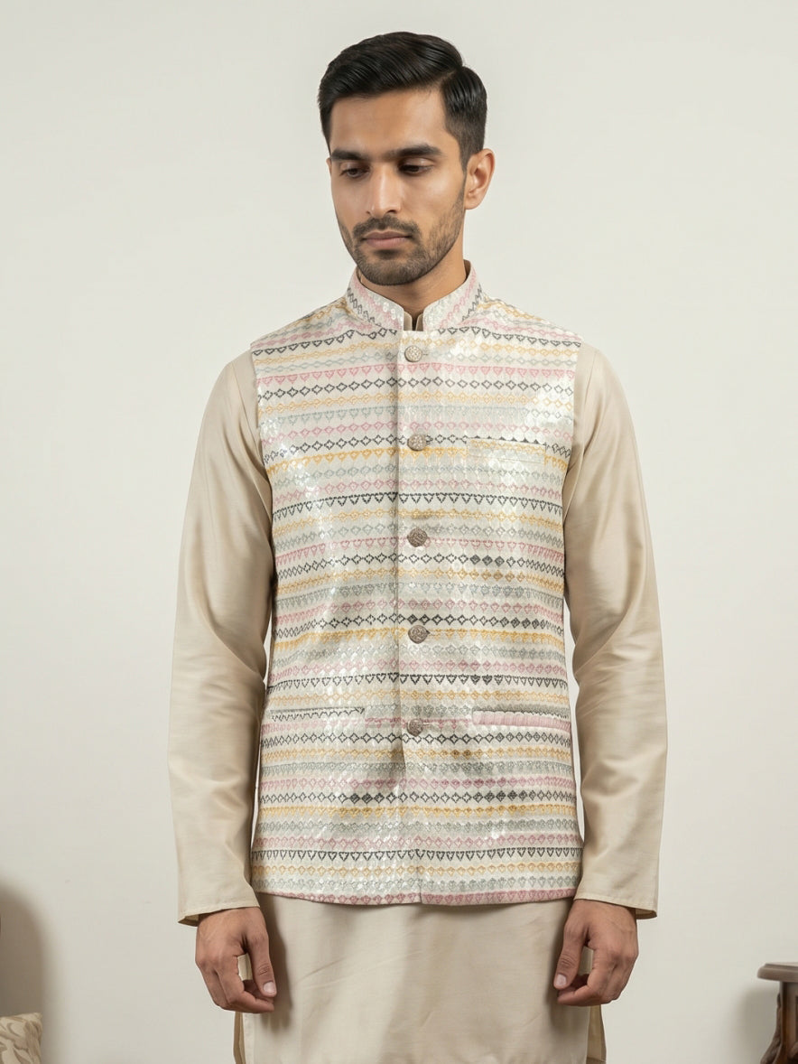 Cotton Blend Traditional Woven Nehru Jacket