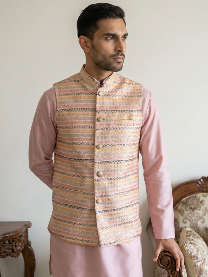 Cotton Blend Traditional Woven Nehru Jacket