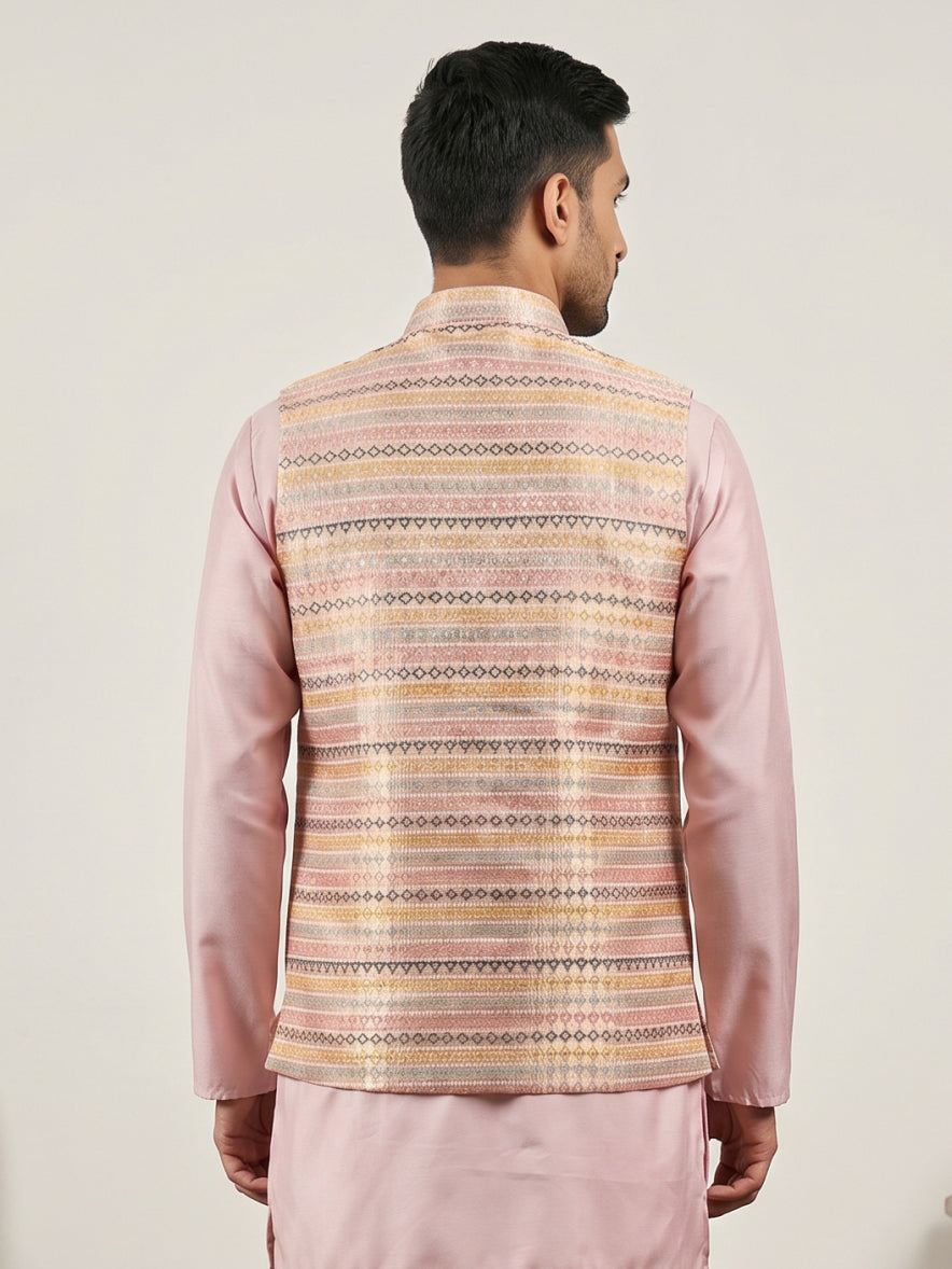 Cotton Blend Traditional Woven Nehru Jacket