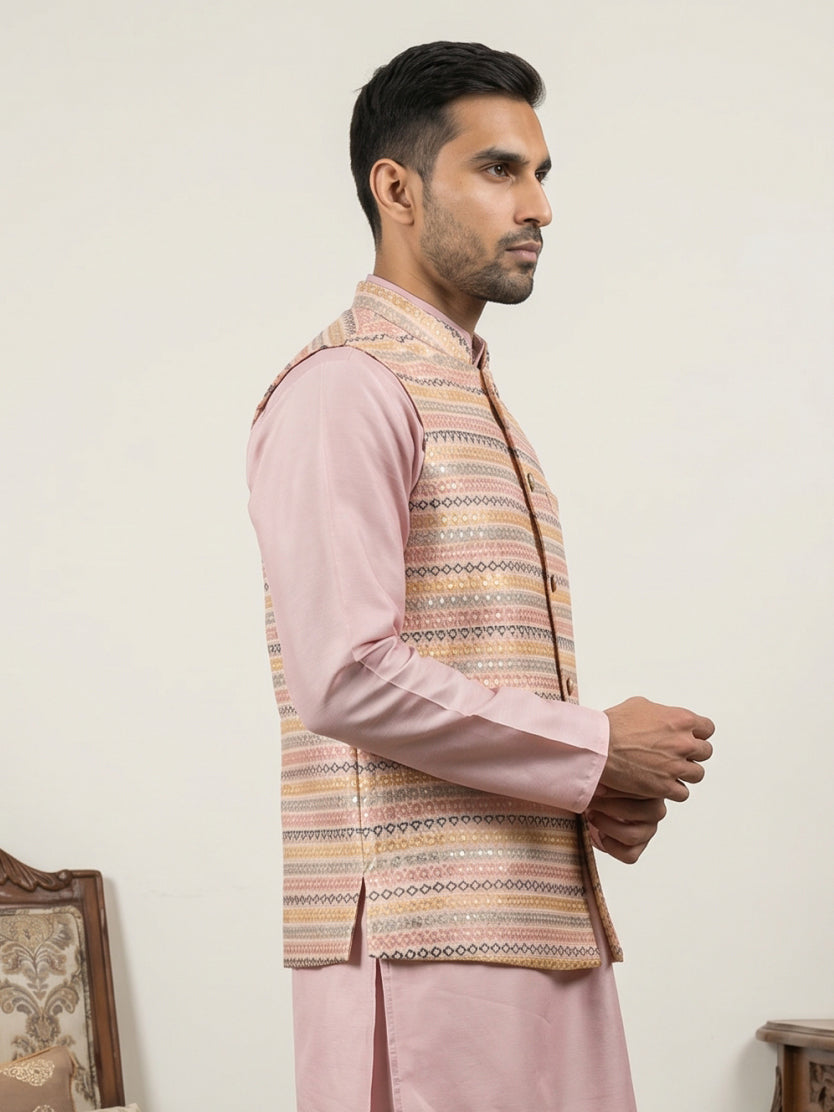 Cotton Blend Traditional Woven Nehru Jacket