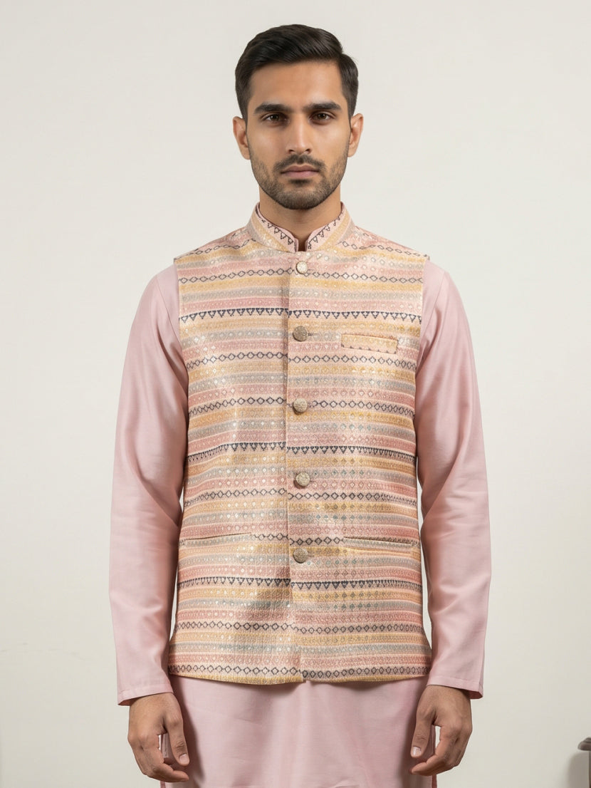 Cotton Blend Traditional Woven Nehru Jacket