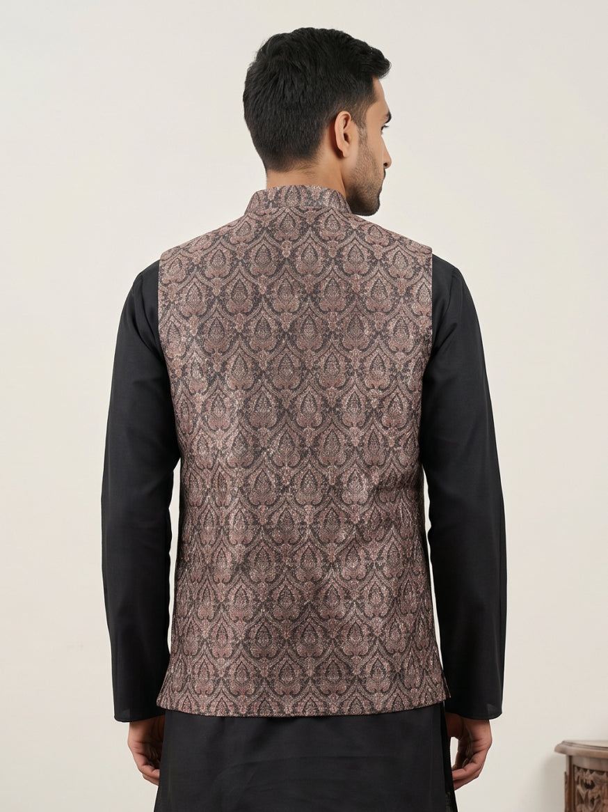 Traditional Embroidered Cotton Blend Nehru Jacket