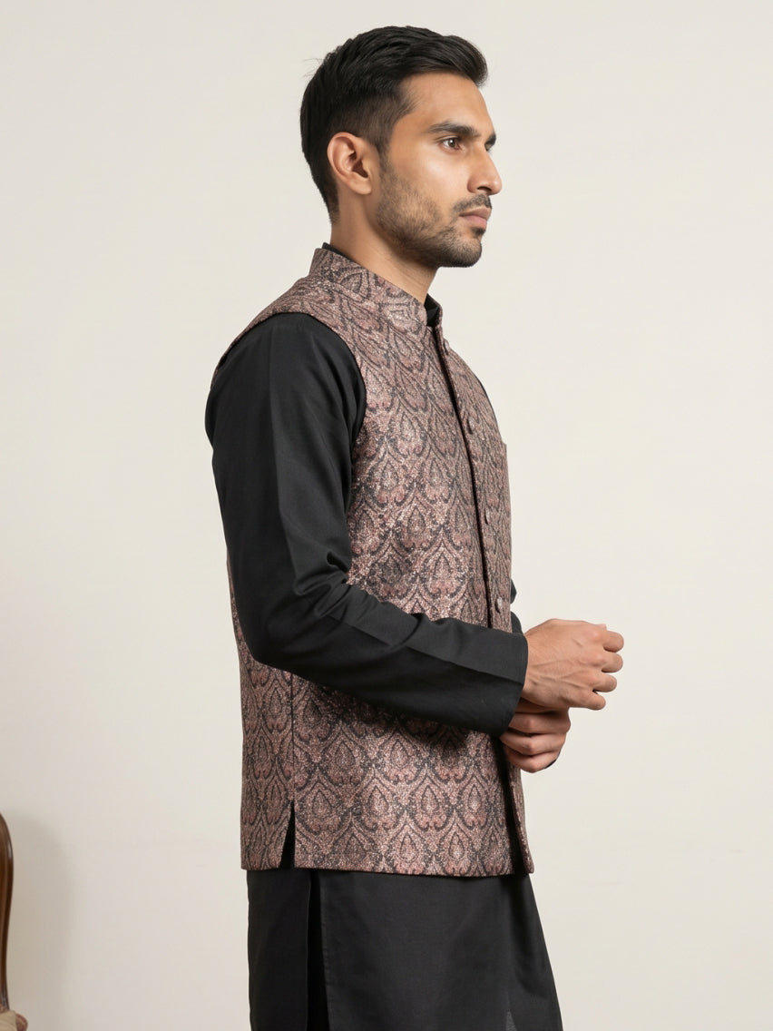 Traditional Embroidered Cotton Blend Nehru Jacket