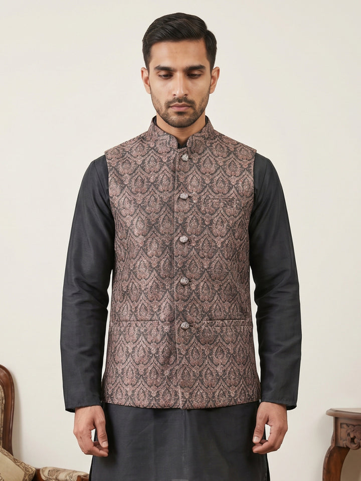 Traditional Embroidered Cotton Blend Nehru Jacket