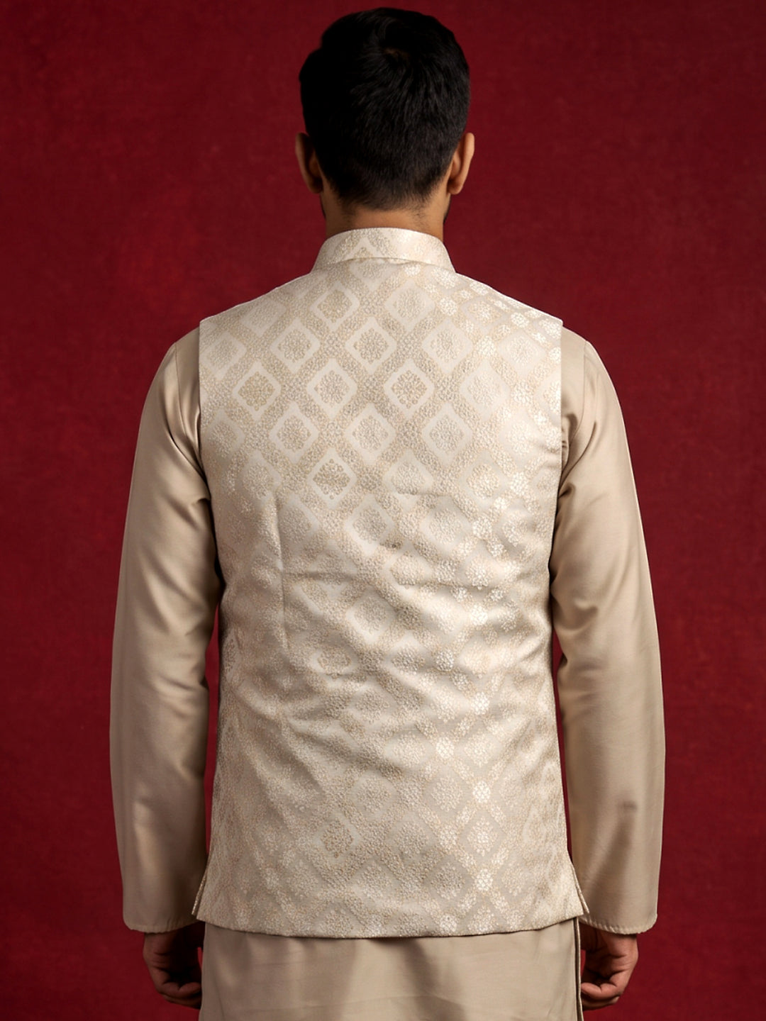 Men Jacquard Woven Design Nehru Jacket