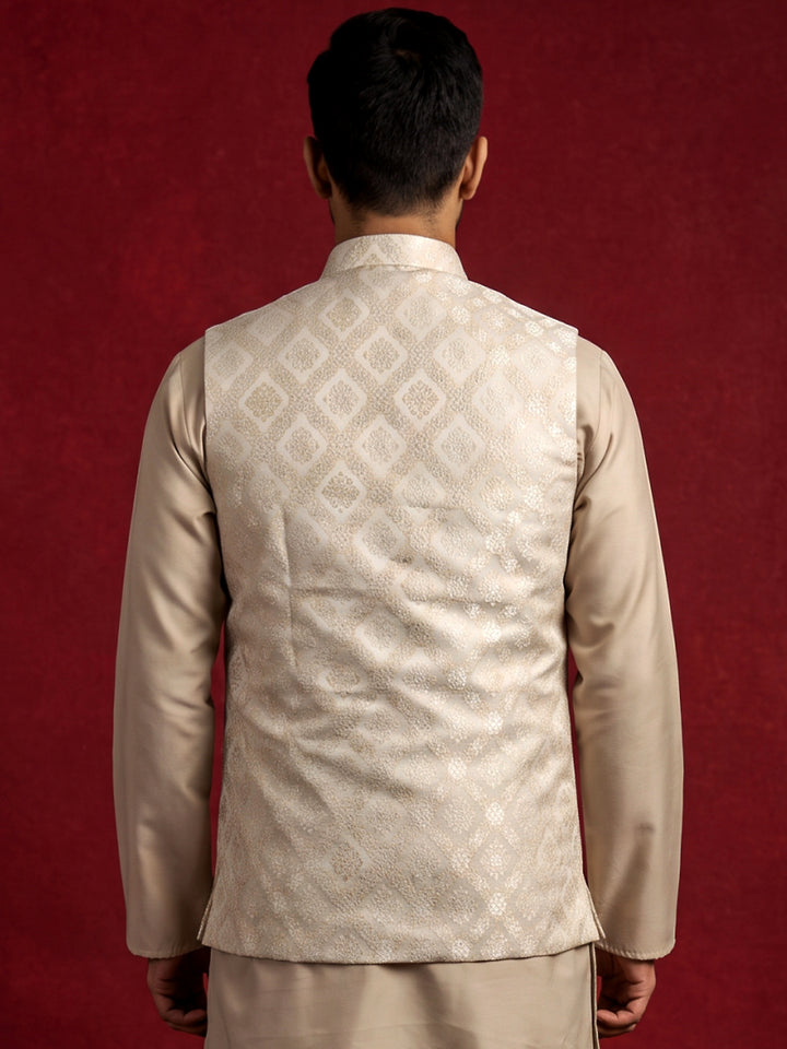 Men Jacquard Woven Design Nehru Jacket