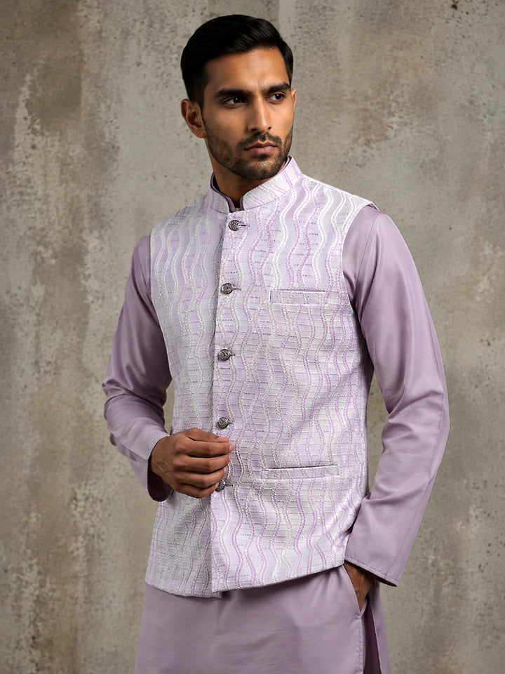 Men Jacquard Woven Design Nehru Jacket