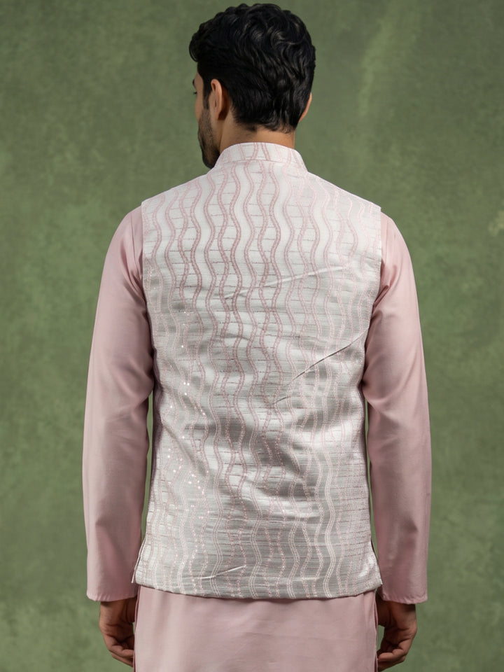 Men Jacquard Woven Design Nehru Jacket