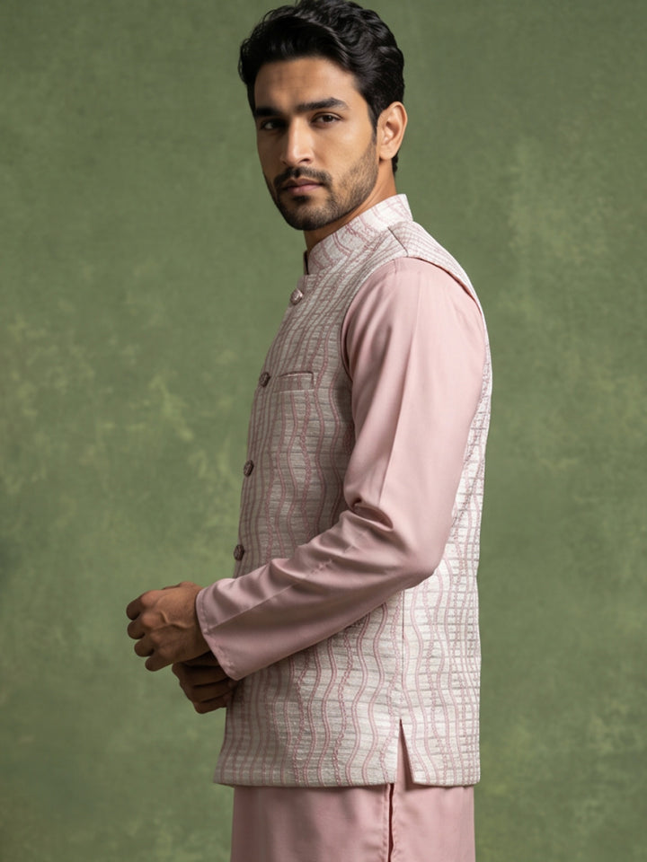 Men Jacquard Woven Design Nehru Jacket