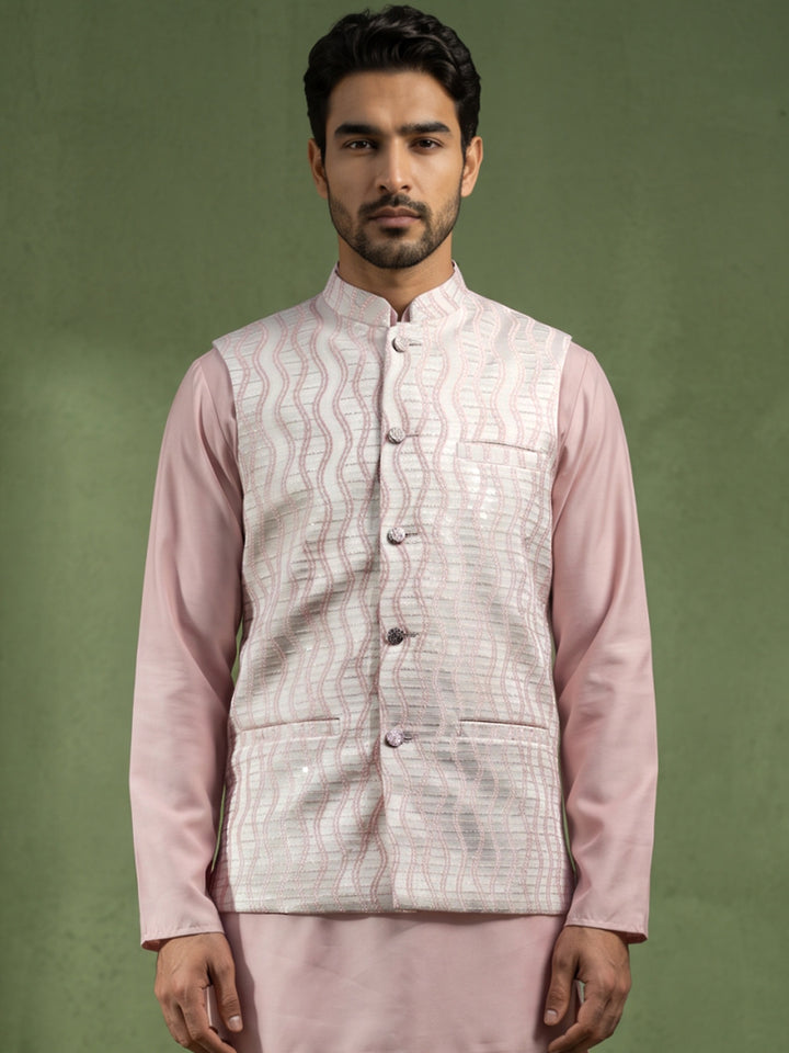 Men Jacquard Woven Design Nehru Jacket