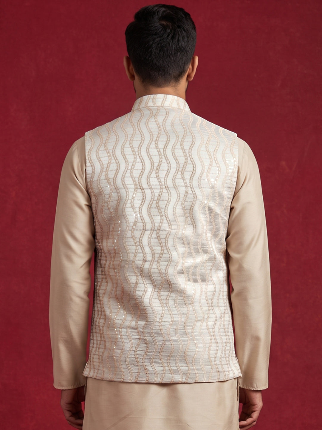 Men Jacquard Woven Design Nehru Jacket