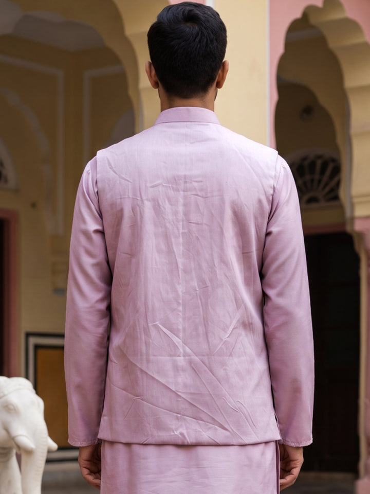 Men Silk Blend Embroidered Nehru Jacket