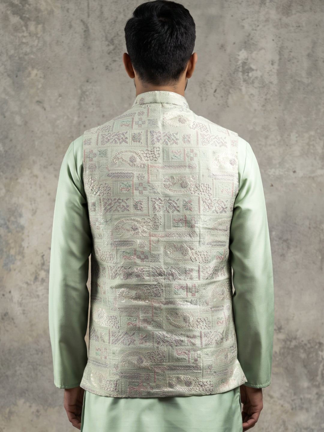 Men Jacquard Woven Design Nehru Jacket