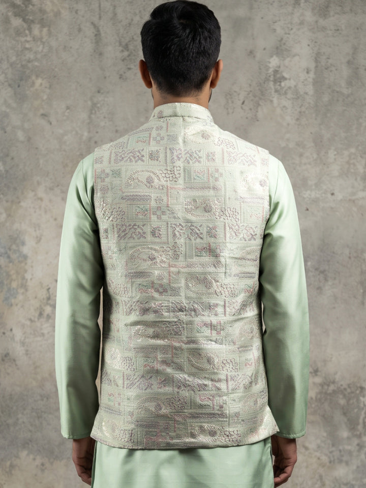 Men Jacquard Woven Design Nehru Jacket