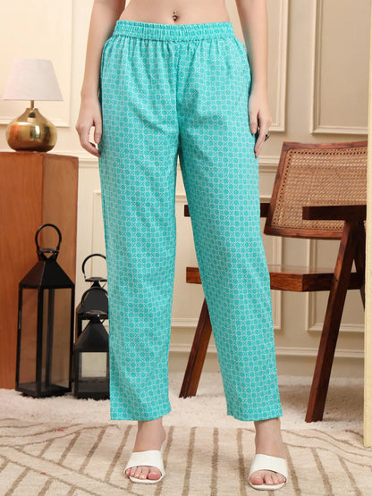 Blue Pure Cotton Floral Thread Work Anarkali Kurta Trouser Dupatta Set