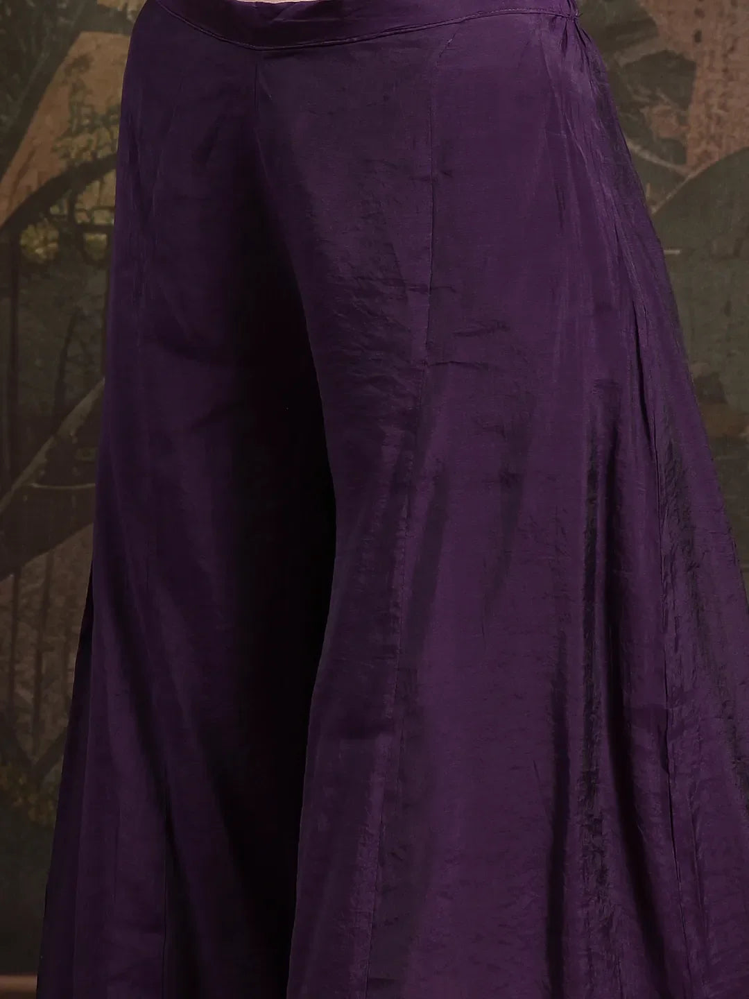 Purple Mul Chanderi Short Kurta Palazoo Set