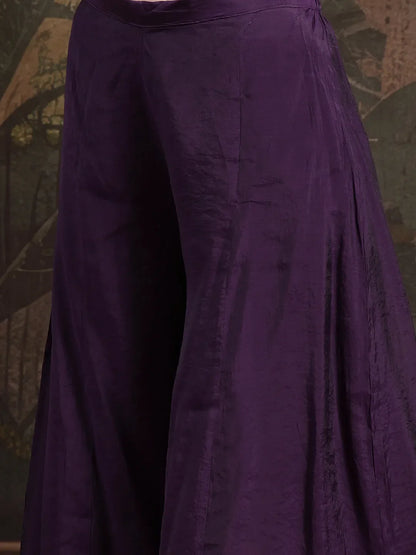 Purple Mul Chanderi Short Kurta Palazoo Set