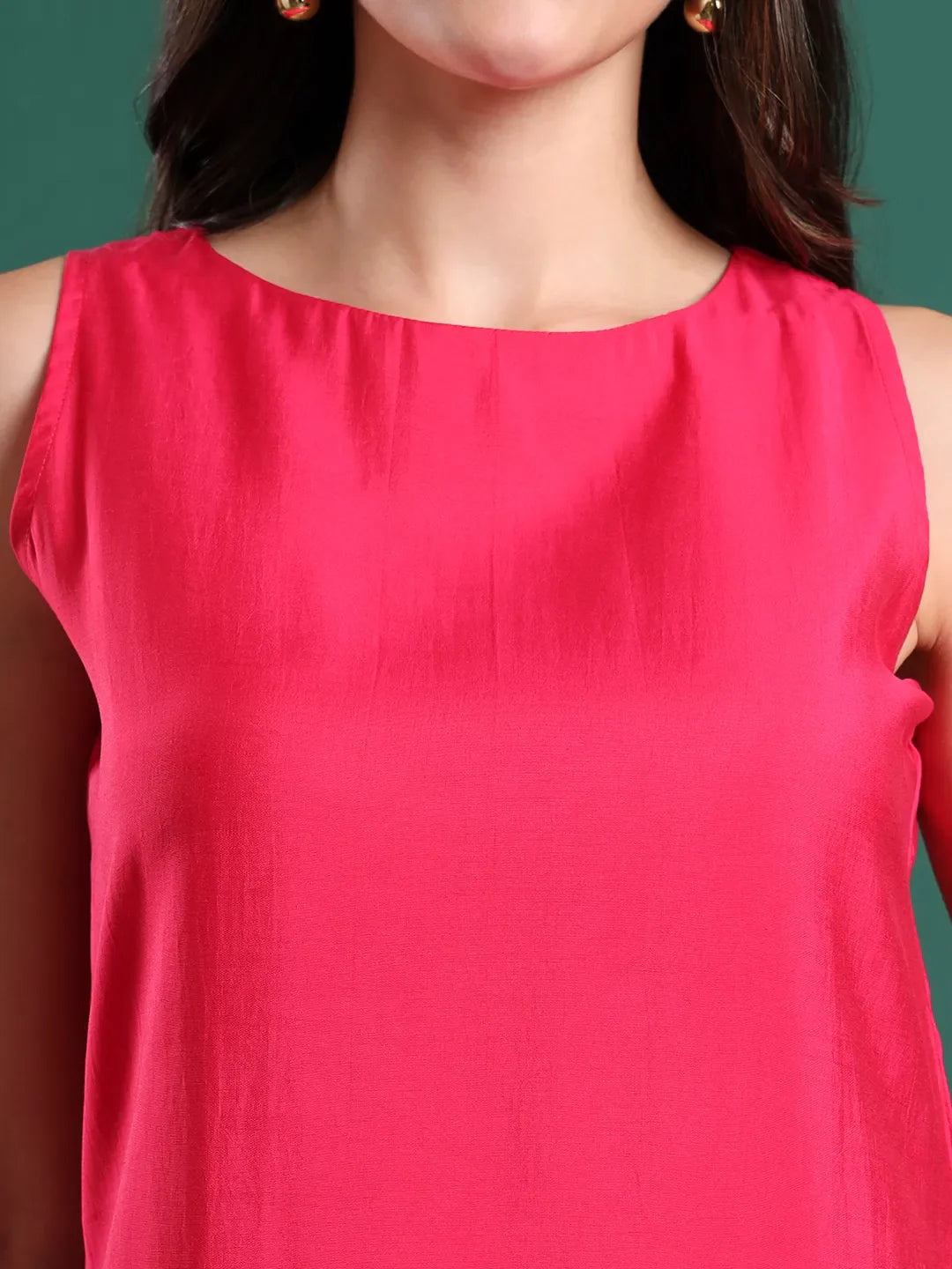 Pink Silk Blend Sleeveless Kurta Pants &amp; Dupatta Set