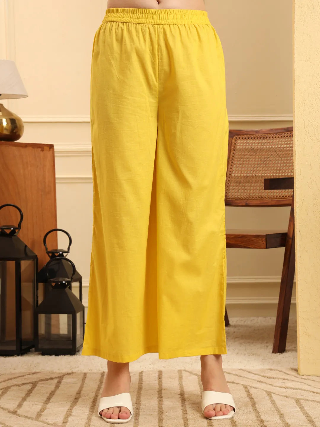 Yellow Pure Cotton  Kurta Set