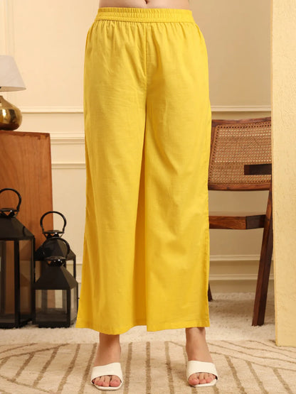 Yellow Pure Cotton  Kurta Set