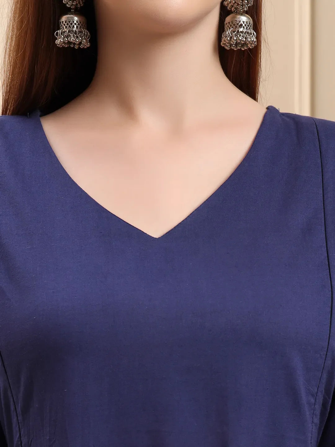 Blue Floral A-Line Maternity Kurta Trouser Dupatta Set