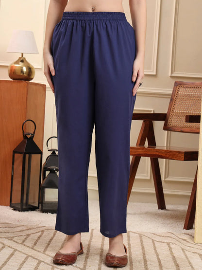 Blue Floral A-Line Maternity Kurta Trouser Dupatta Set