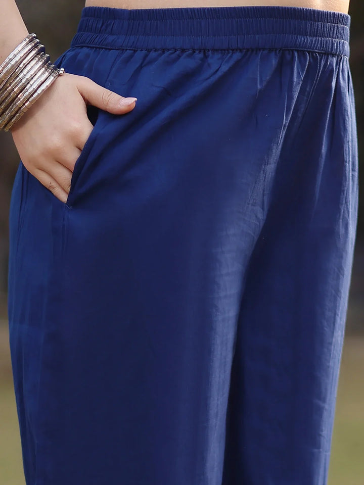 Cotton Lace Work Straight Kurta Palazzo Set