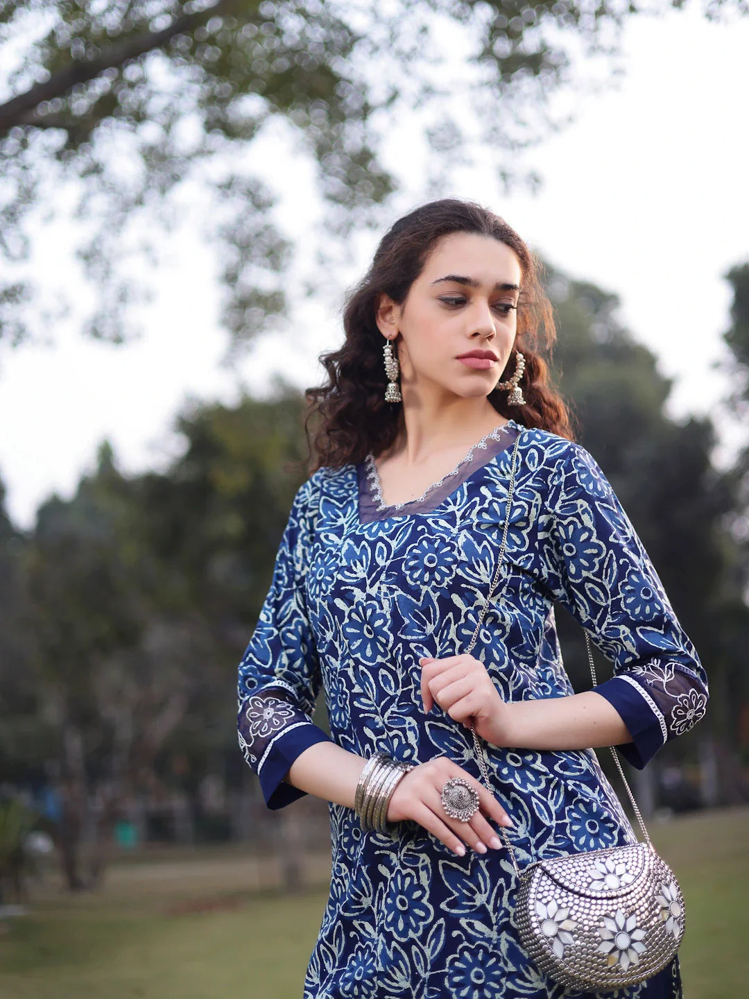 Cotton Lace Work Square Neck Straight Kurta Palazzo Set