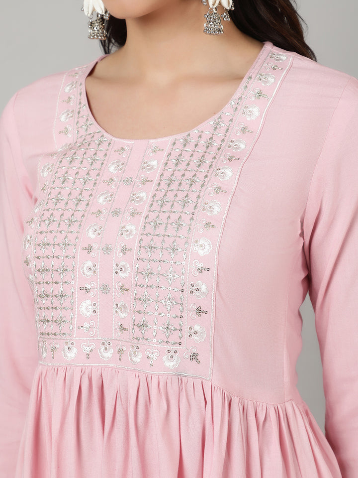 Regular Fit Embroidered Pure Cotton  Top