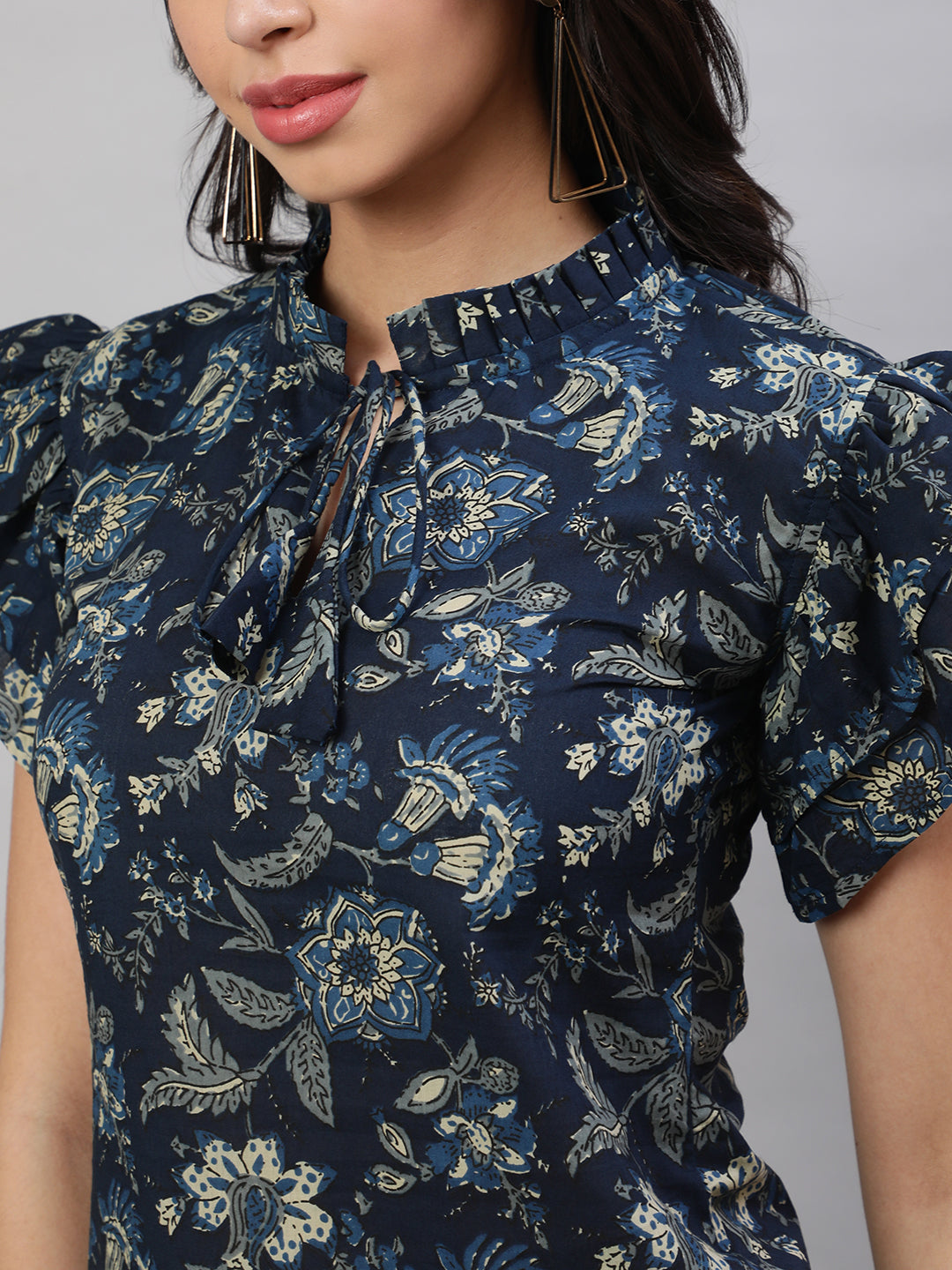 Printed 3/4 Sleeves Regular Pure Cotton  Top