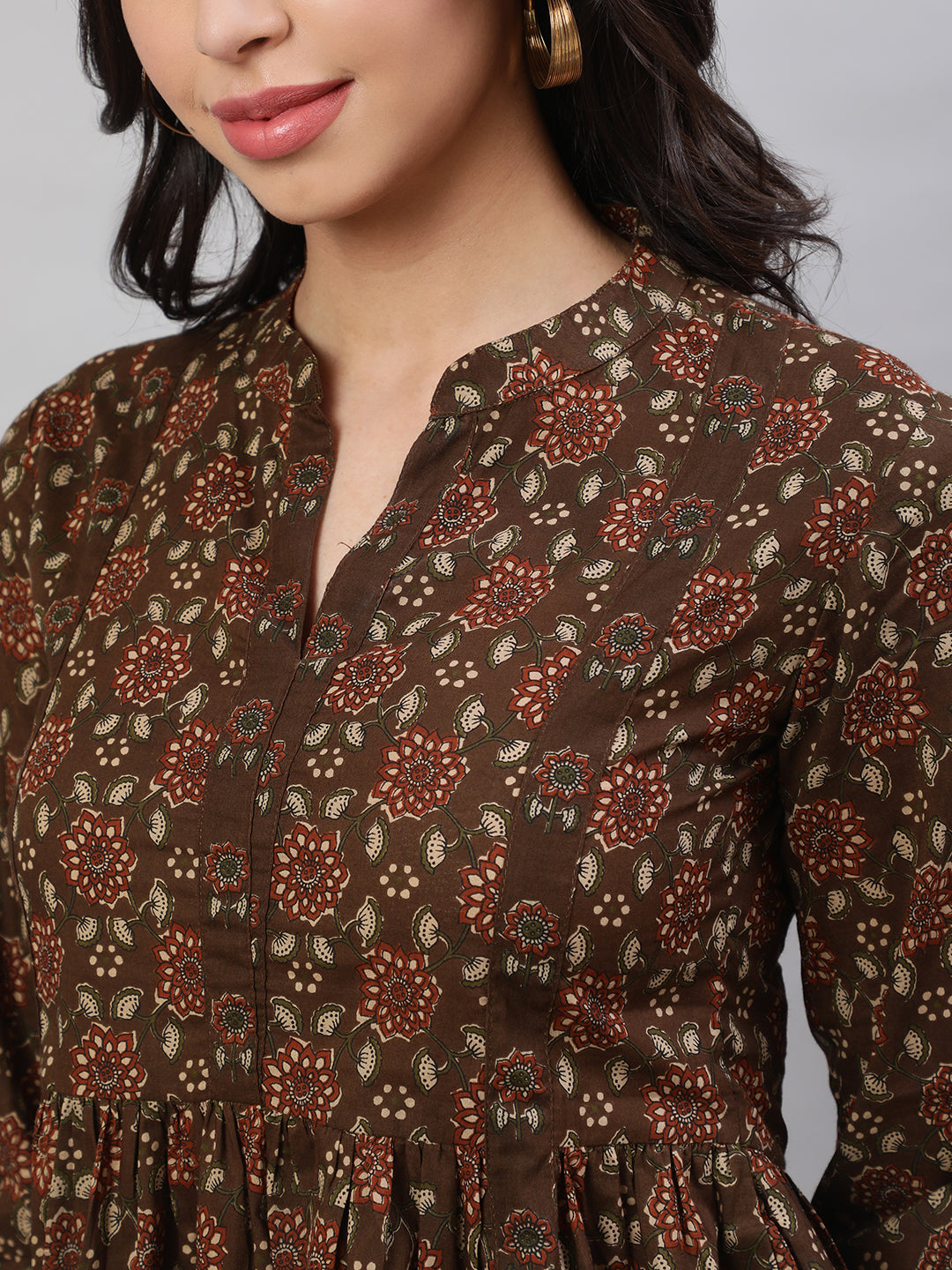 Printed 3/4 Sleeves Regular Pure Cotton  Top